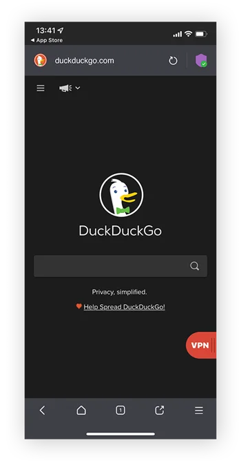 可帮助您导航洋葱网站和暗网链接的DuckDuckGo暗网版。